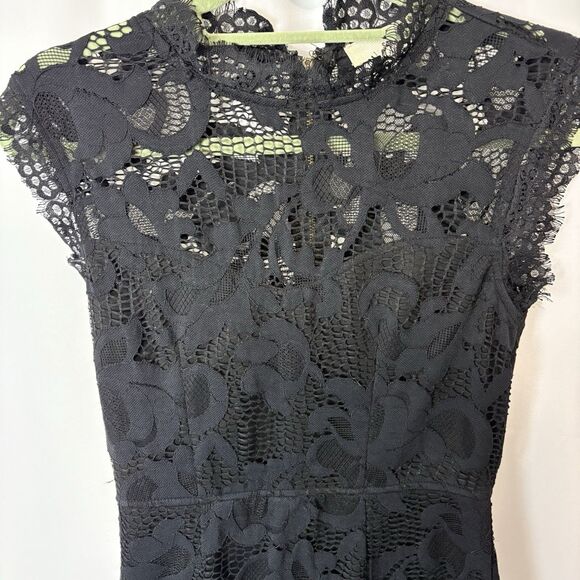 SANS SOUCI Size S Black High Neck Lace Overlay Sleeveless Dress Party Sexy Sweet - Picture 2 of 8